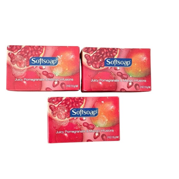 SOFTSOAP LOT of 3 3.9 Oz. JUICY POMEGRANATE & MANGO INFUSION BAR SOAP NEW! - Picture 3 of 8
